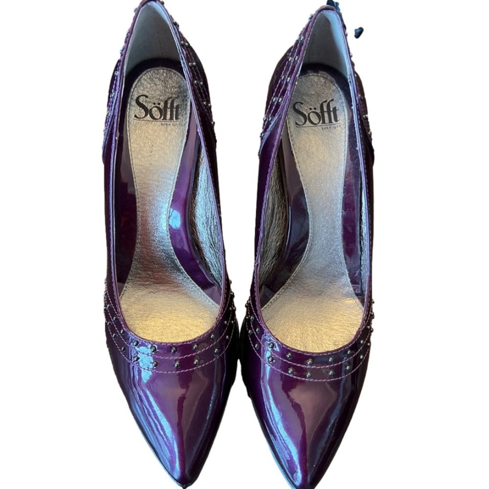Sofft Purple Patent Pointed-Toe Heels